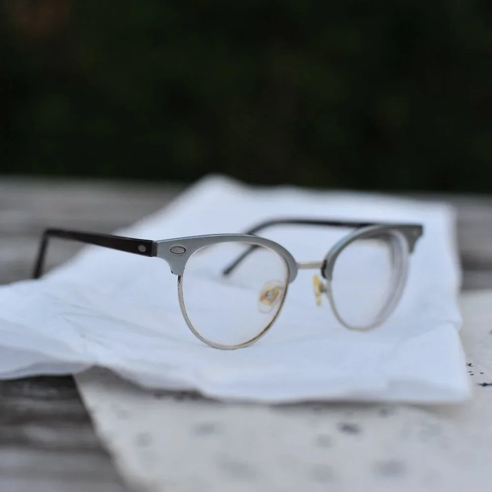 Glasses Silver Acrylic Used RX -3